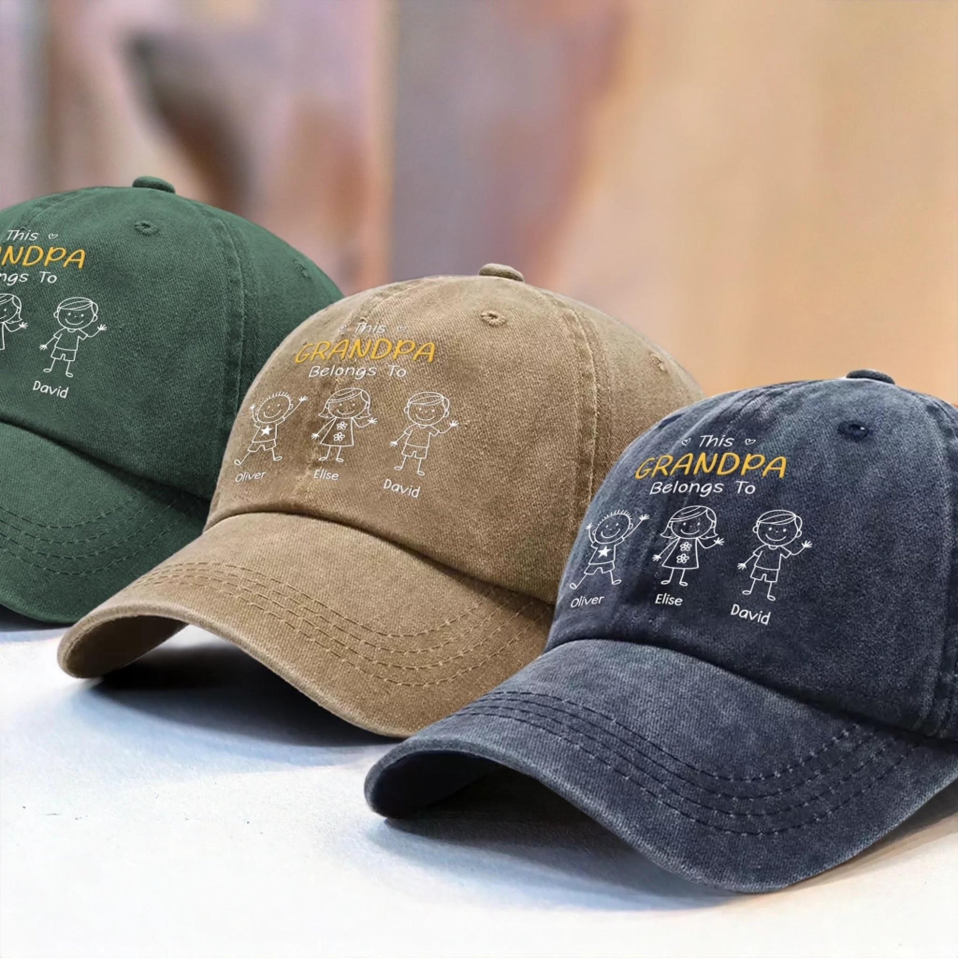 Personalized Grandpa Hat, Custom Dad Hat With Kids Names, Vintage Washed Baseball Cap Gift For Grandpa, Father’s Day Birthday Gift