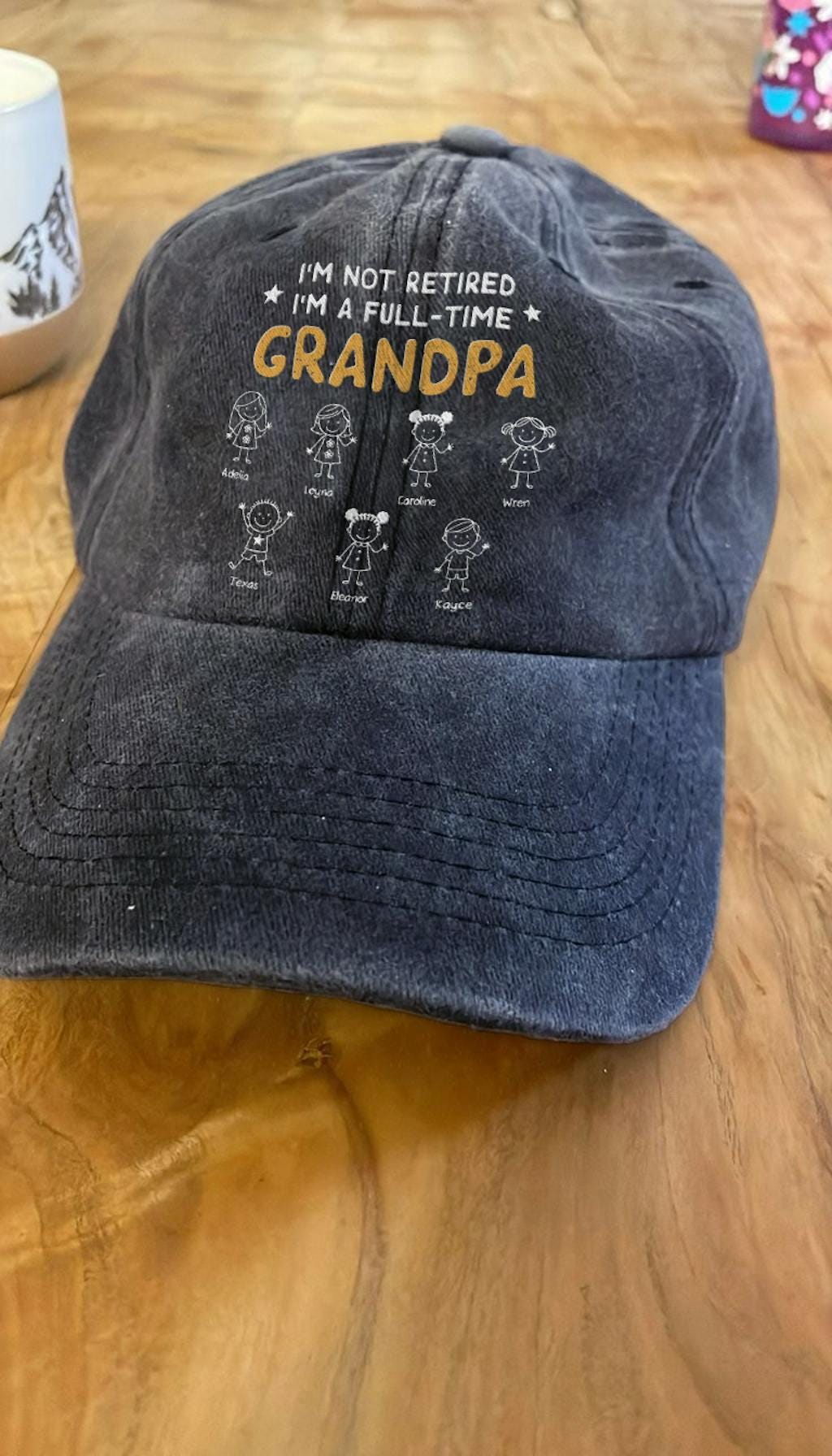 Personalized Grandpa Hat, I'm Not Retired I'm A Full Time Grandpa Cap, Custom Dad Hat With Kids Names, Funny Gift For Grandpa Birthday