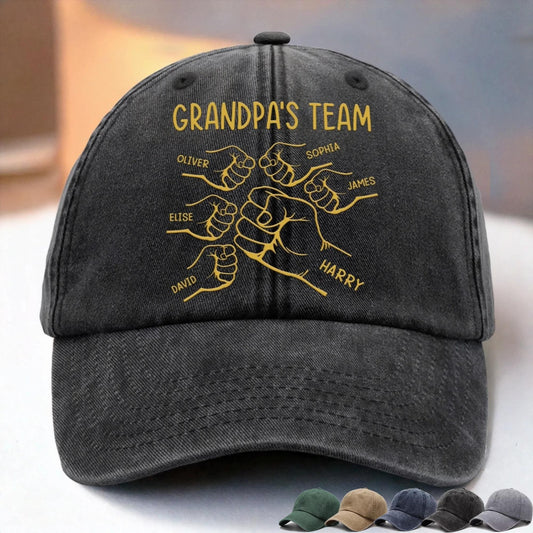 Custom Grandpa's Team Hat, Personalized Dad Hat With Kids Names, Papa Team Cap, Gift For Grandpa Birthday Father's Day