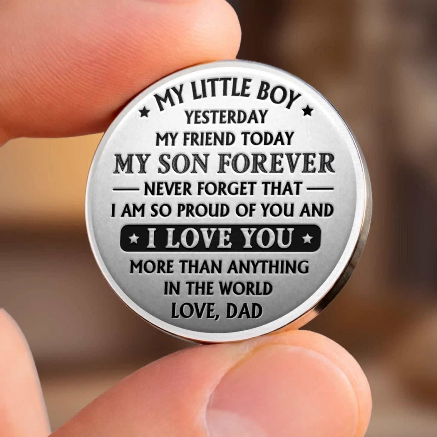 To My Son Pocket Hug Gift From Dad, Personalized Token Keychain For Son, Meaningful Son Gift Birthday Fathers Day