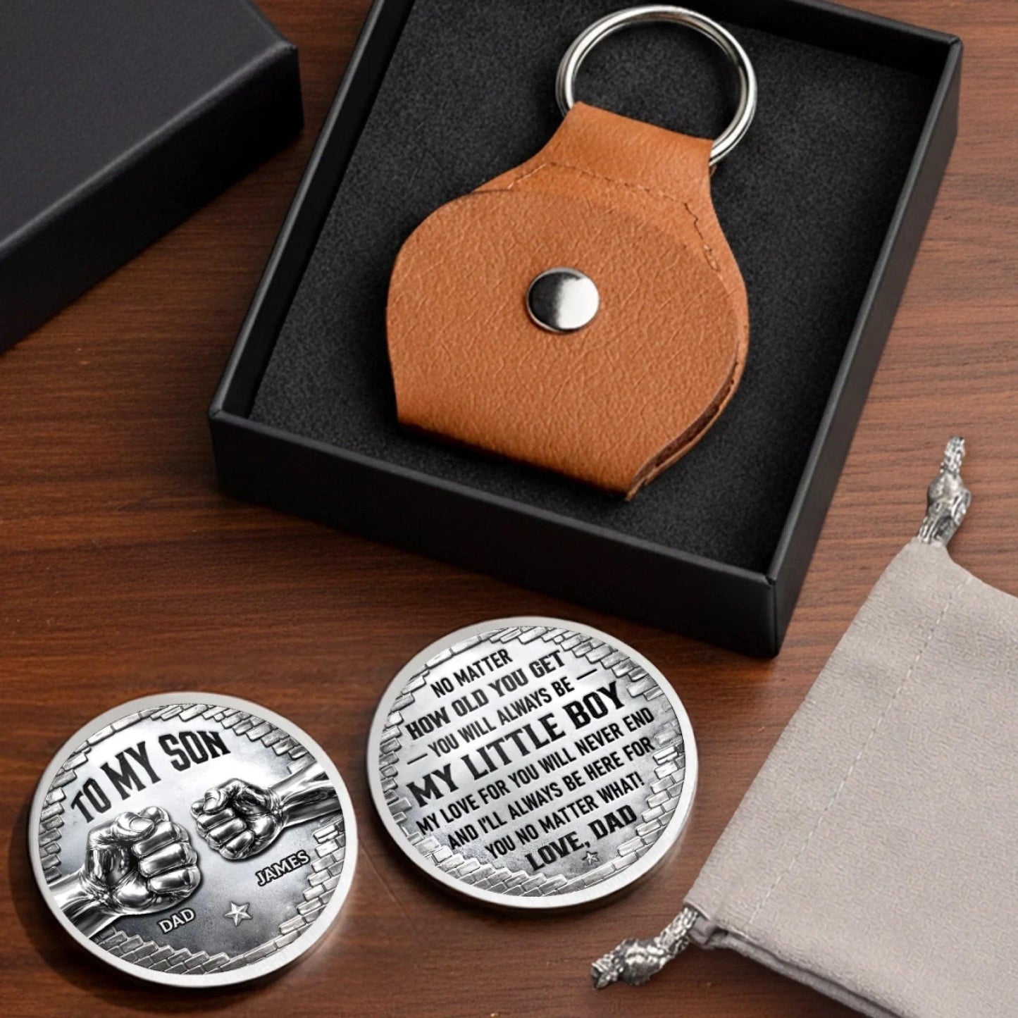 To My Son Pocket Hug Token, Gift From Dad to Son, Personalized Keepsake Coin, Father Son Gift, Birthday Graduation Gift