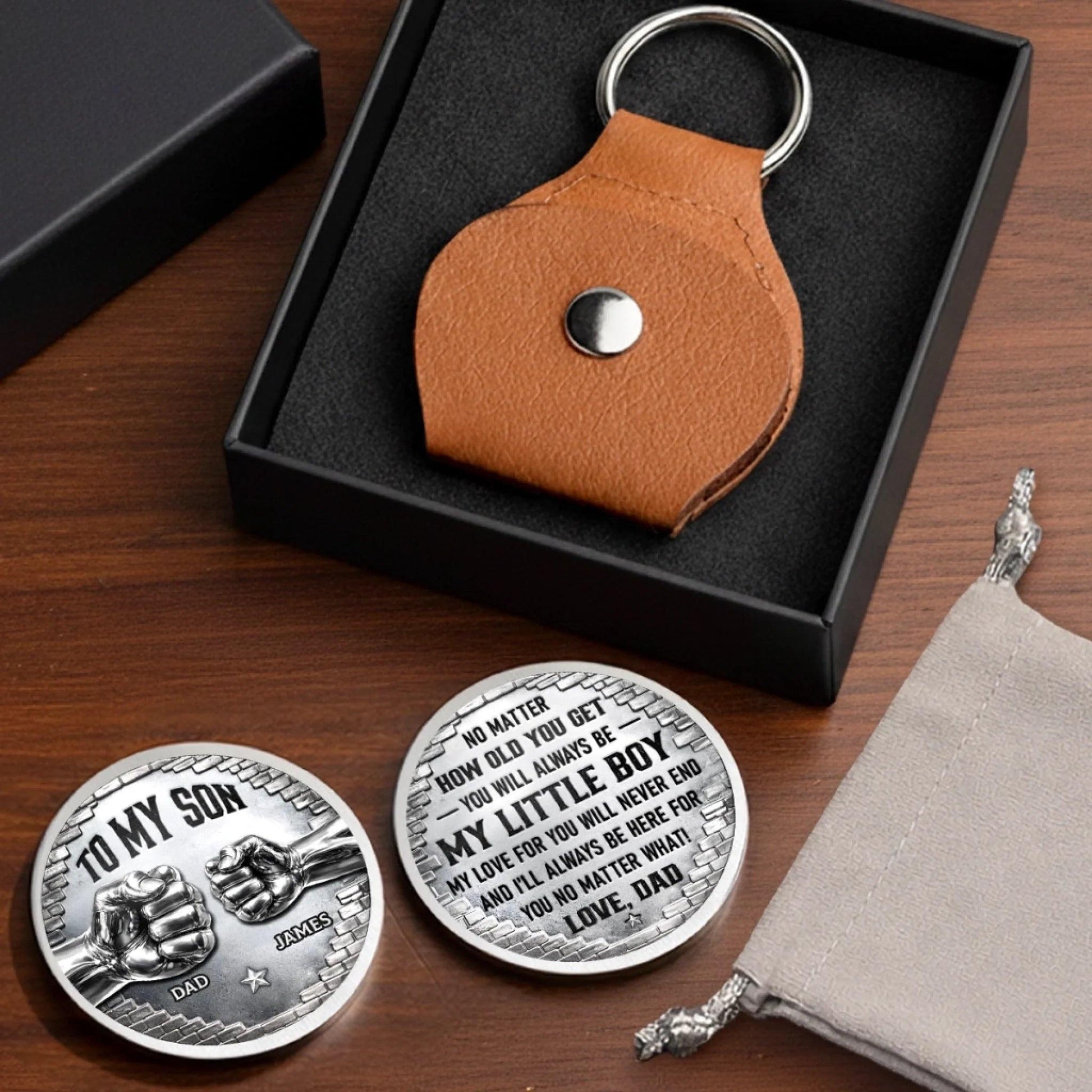 To My Son Pocket Hug Token, Gift From Dad to Son, Personalized Keepsake Coin, Father Son Gift, Birthday Graduation Gift