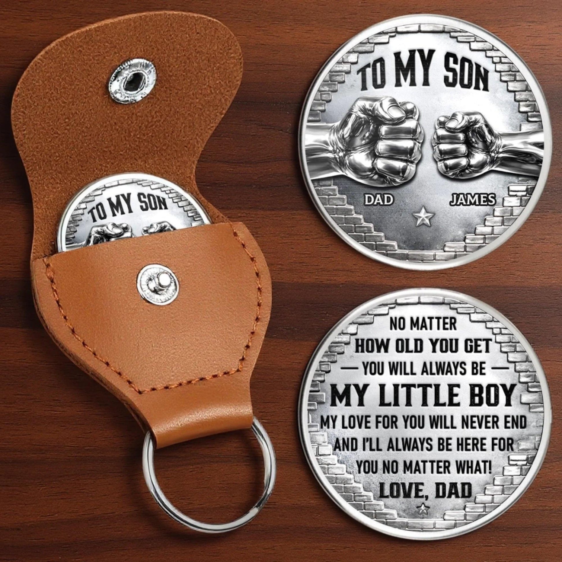To My Son Pocket Hug Token, Gift From Dad to Son, Personalized Keepsake Coin, Father Son Gift, Birthday Graduation Gift