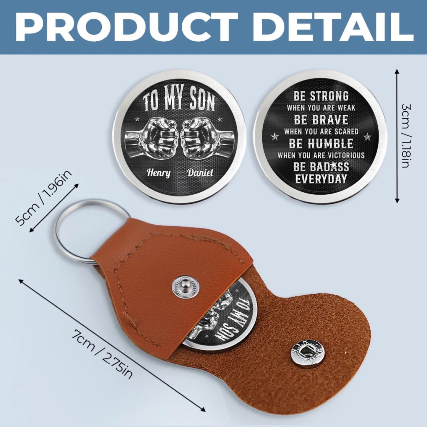 Personalized To My Son Pocket Hug, Father's Day Gift from Dad, Son Keepsake Token, Birthday Graduation Gift for Son