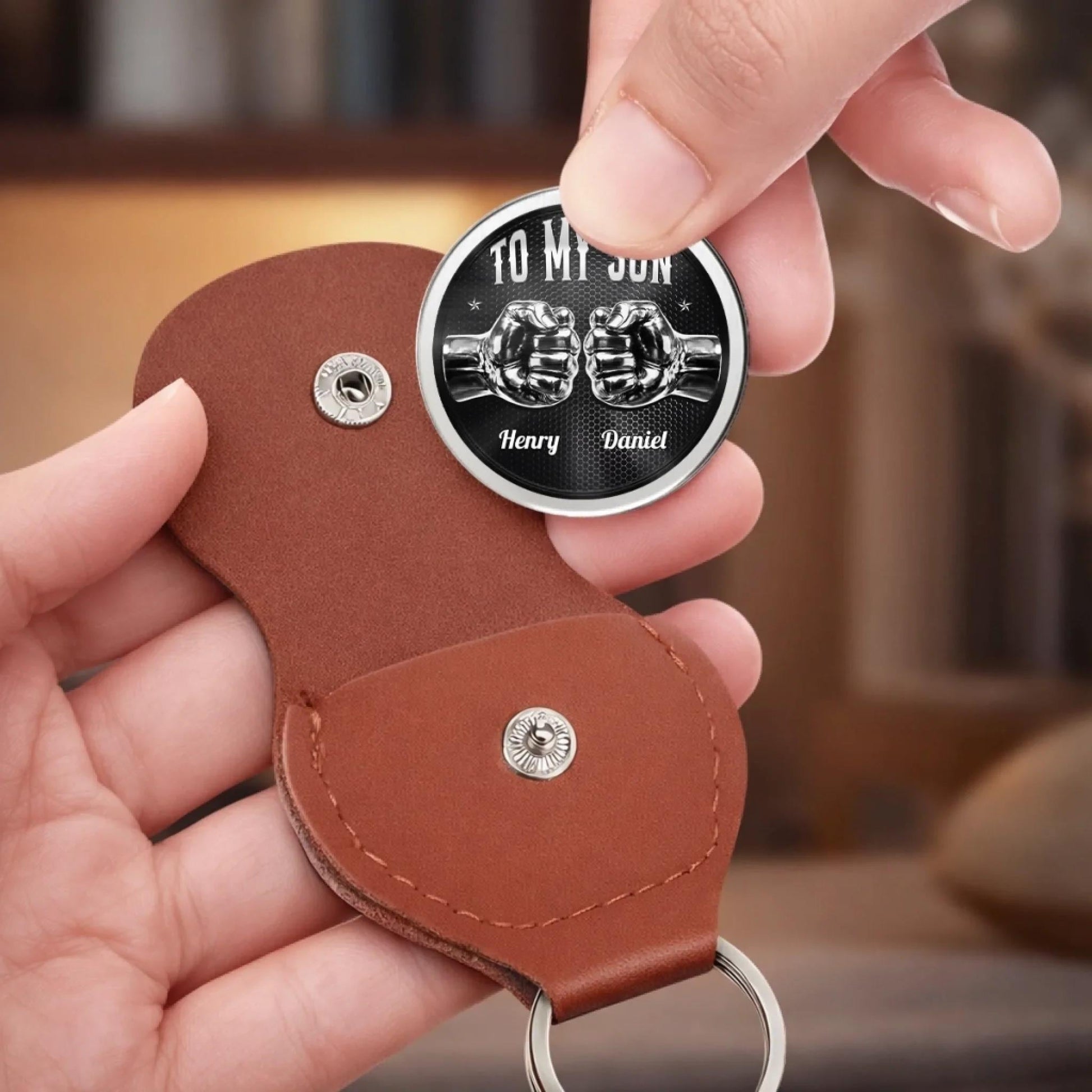 Personalized To My Son Pocket Hug, Father's Day Gift from Dad, Son Keepsake Token, Birthday Graduation Gift for Son