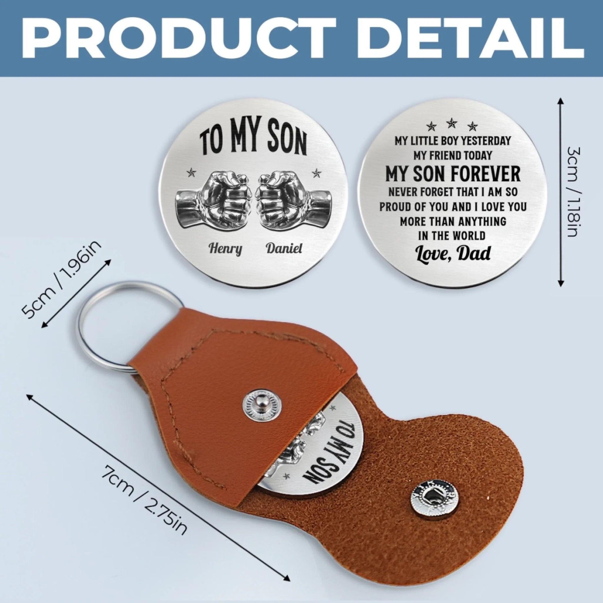 Personalized To My Son Pocket Hug, Fathers Day Gift From Dad, Meaningful Son Gift, My Little Boy Yesterday Quote Keepsake