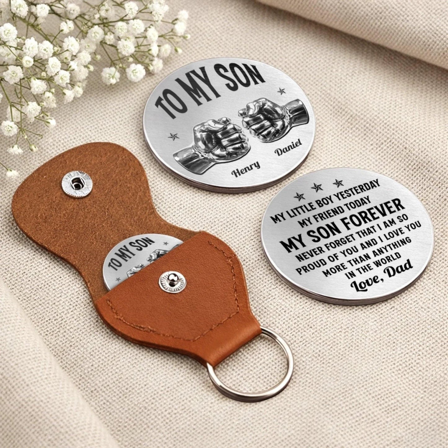 Personalized To My Son Pocket Hug, Fathers Day Gift From Dad, Meaningful Son Gift, My Little Boy Yesterday Quote Keepsake