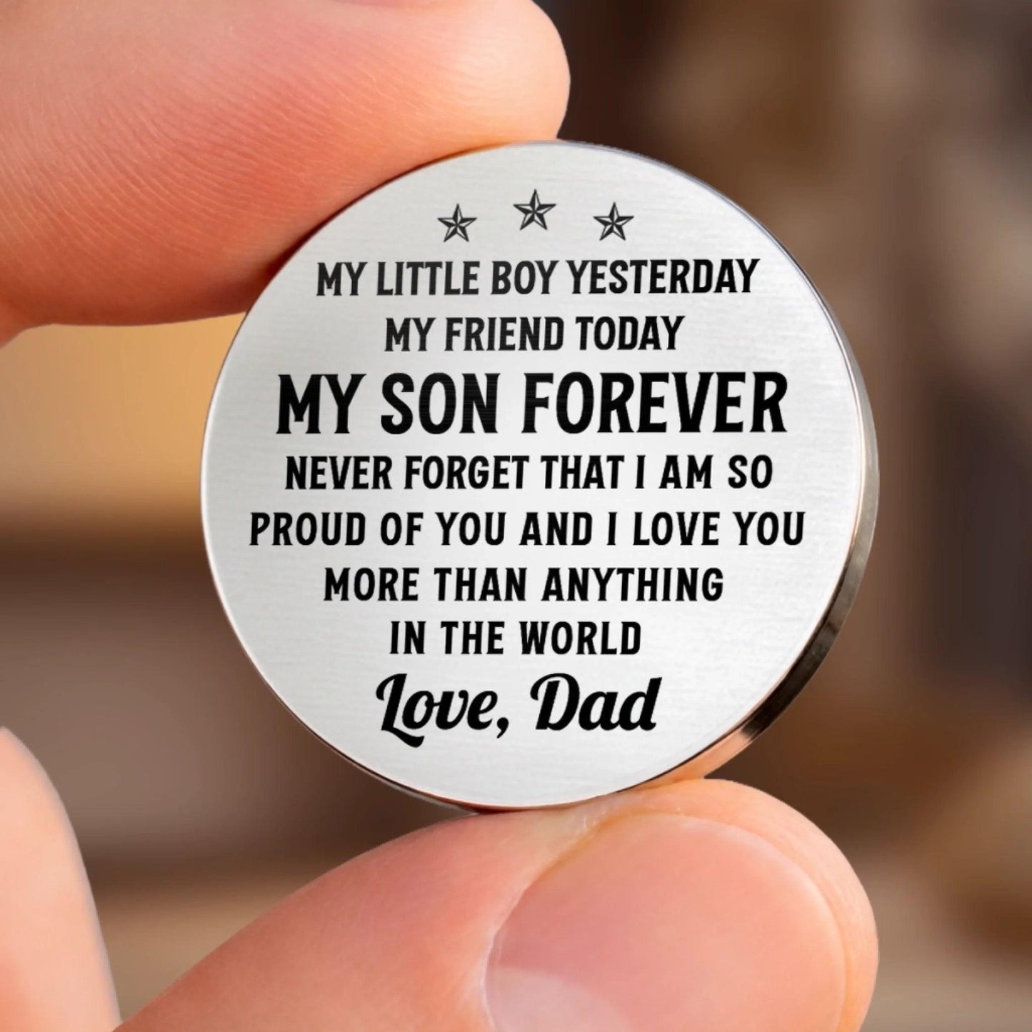 Personalized To My Son Pocket Hug, Fathers Day Gift From Dad, Meaningful Son Gift, My Little Boy Yesterday Quote Keepsake