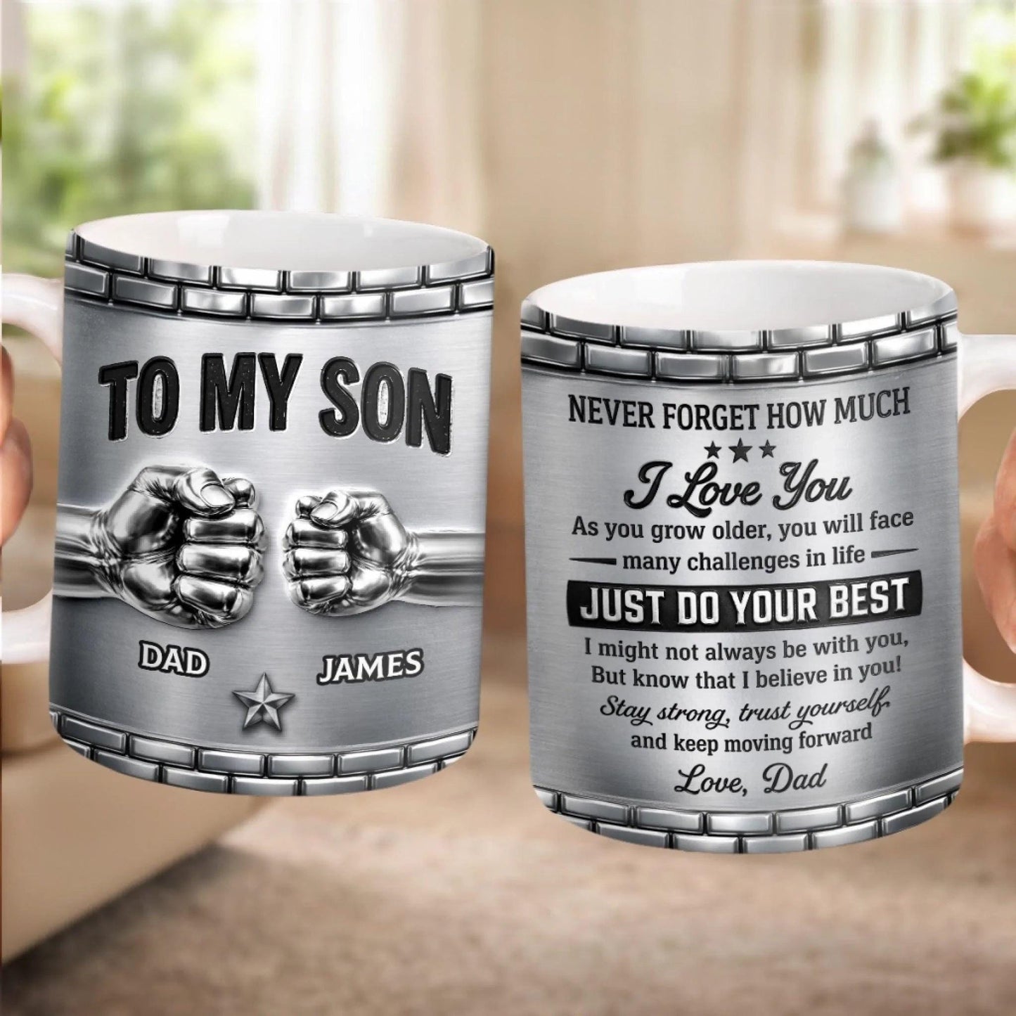 Personalized To My Son Mug, Fathers Day Gift From Dad, Custom Name Gift for Son, Motivational Coffee Mug, My Greatest Blessing Gift