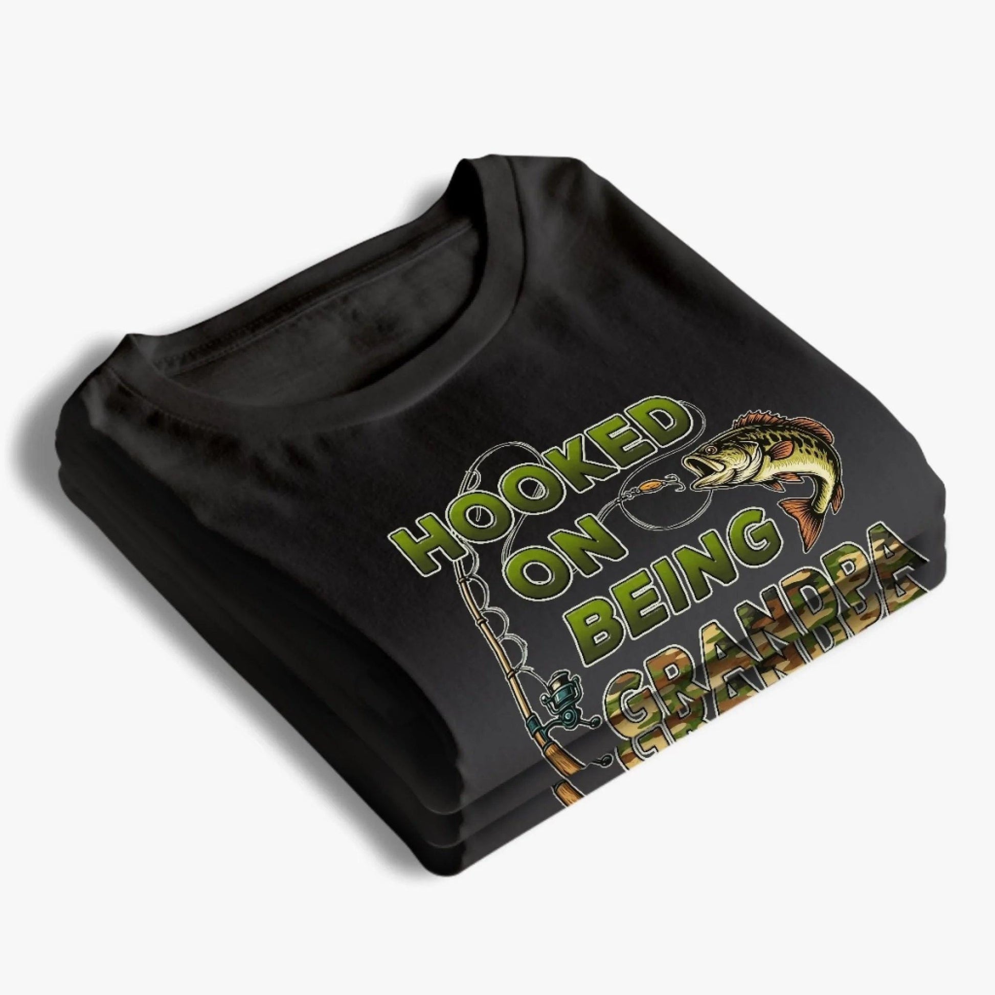 Personalized Grandpa Fishing Shirt, Hooked On Being Grandpa Tee, Custom Kids Names T Shirt, Gift For Grandpa Fisherman Fathers Day