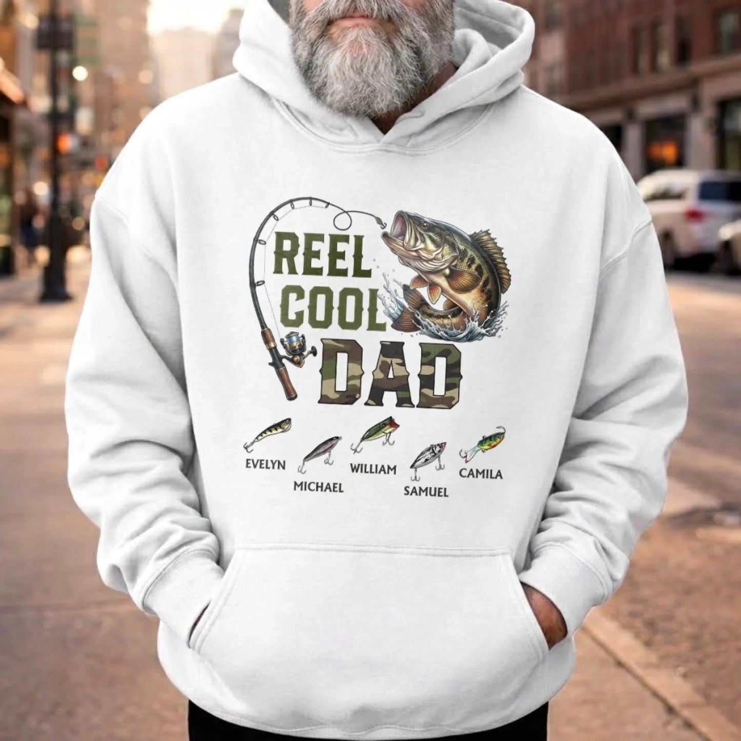 Personalized Fishing Dad Shirt, Reel Cool Dad Tee, Custom Kids Names T Shirt, Funny Fathers Day Gift For Fisherman Dad Grandpa