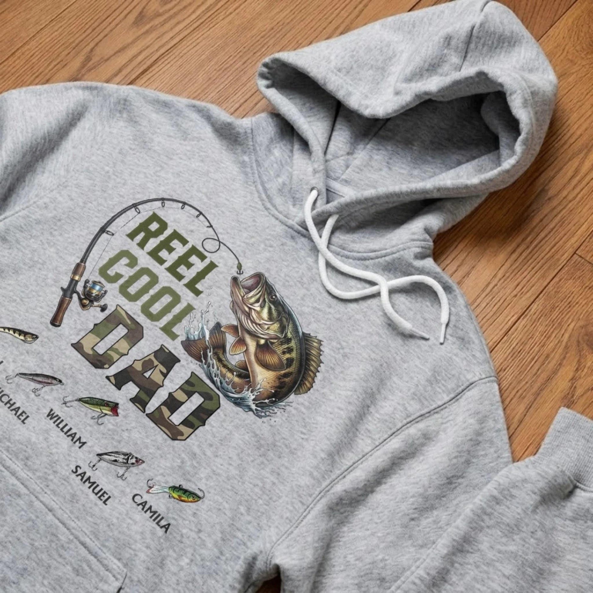 Personalized Fishing Dad Shirt, Reel Cool Dad Tee, Custom Kids Names T Shirt, Funny Fathers Day Gift For Fisherman Dad Grandpa