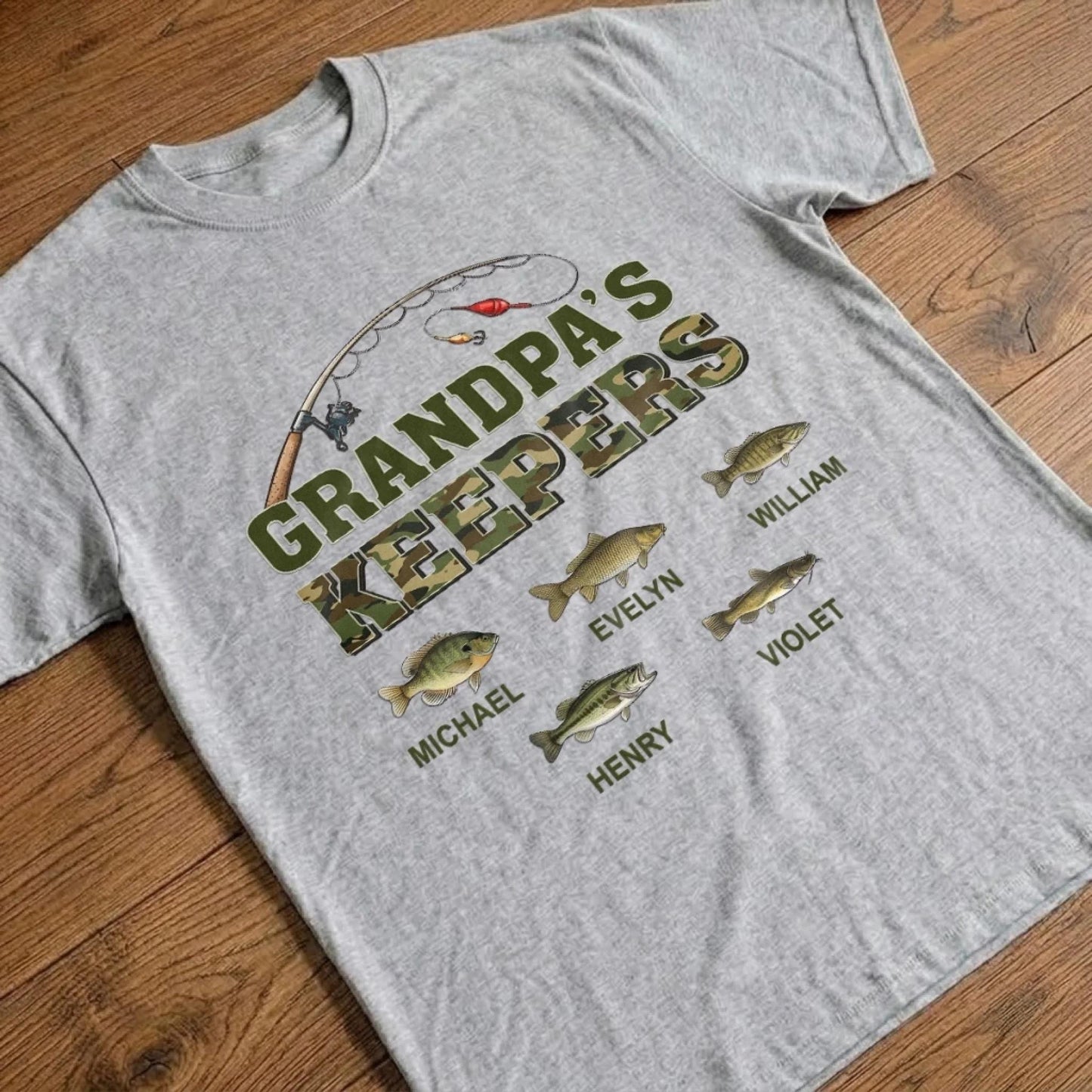 Personalized Grandpa Fishing Shirt, Grandpa’s Keepers Tee, Custom Kids Names Shirt, Fathers Day Gift For Grandpa Fisherman Dad