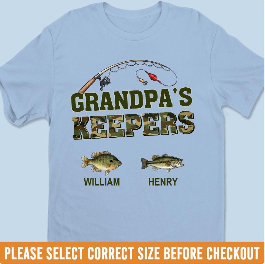Personalized Grandpa Fishing Shirt, Grandpa’s Keepers Tee, Custom Kids Names Shirt, Fathers Day Gift For Grandpa Fisherman Dad