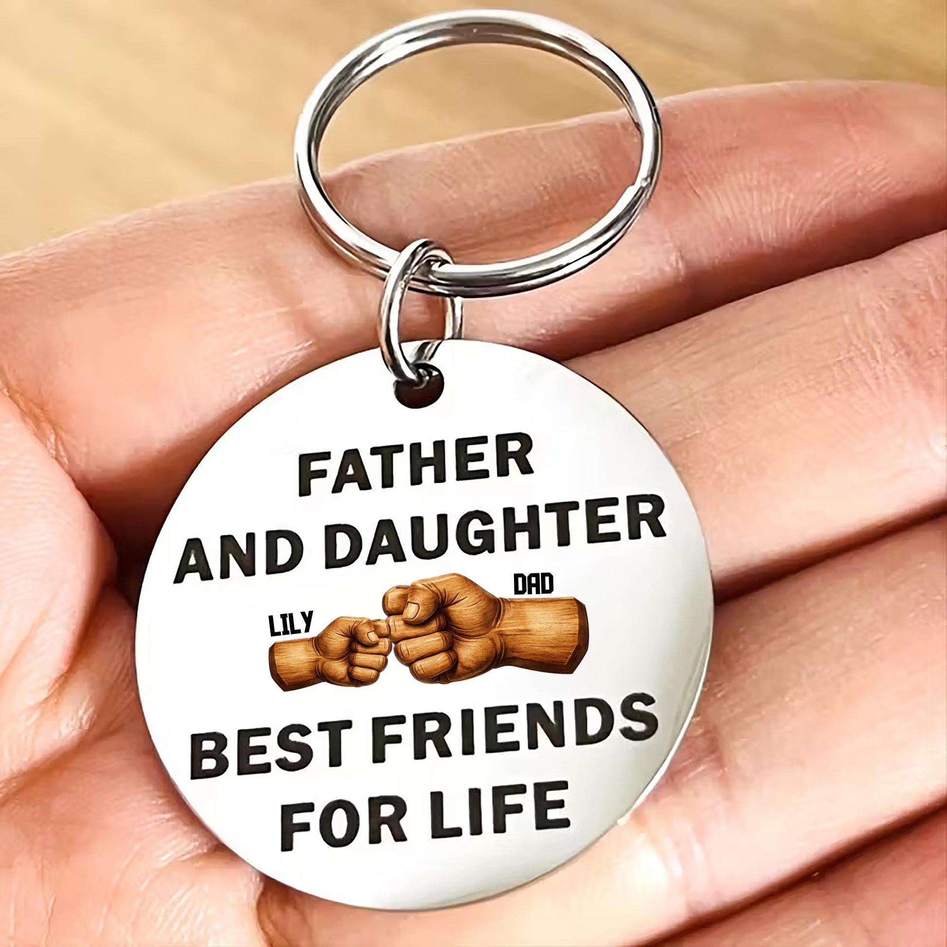 Personalized Father Daughter Keychain Gift For Dad From Daughter, Custom Name Dad Keychain, Fathers Day Birthday Gift Best Friends For Life