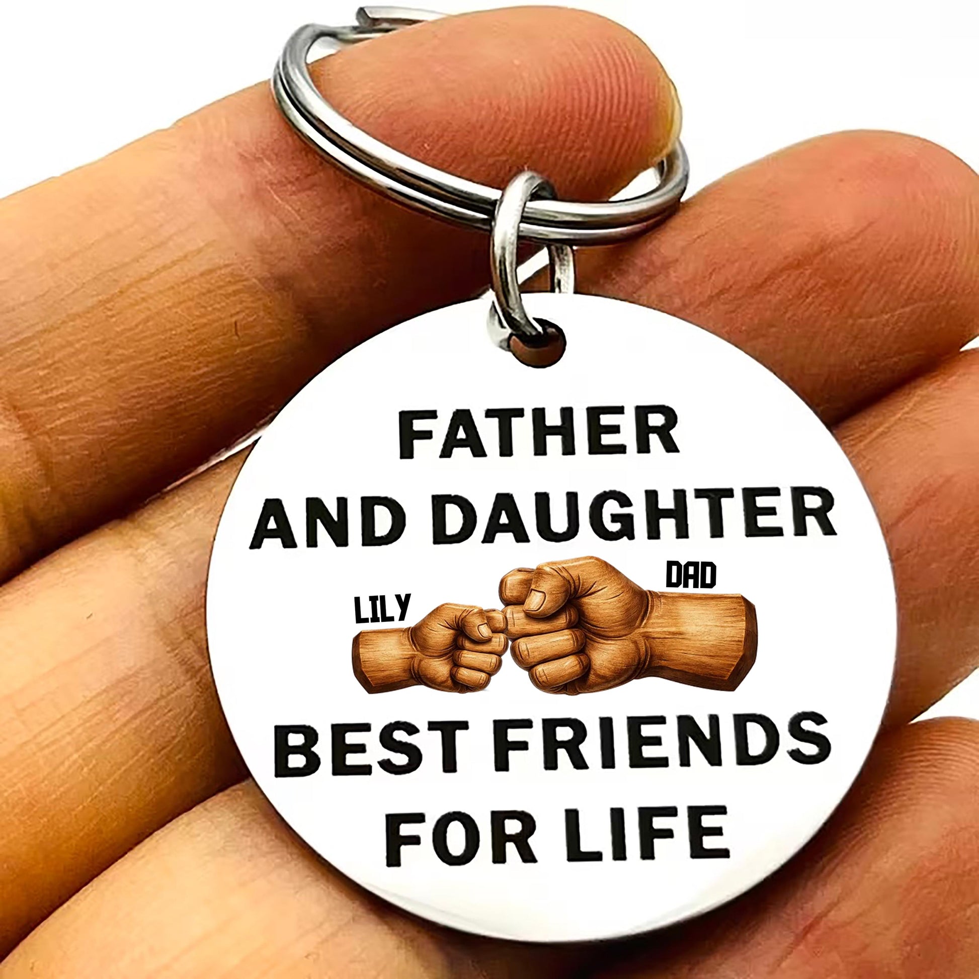 Personalized Father Daughter Keychain Gift For Dad From Daughter, Custom Name Dad Keychain, Fathers Day Birthday Gift Best Friends For Life