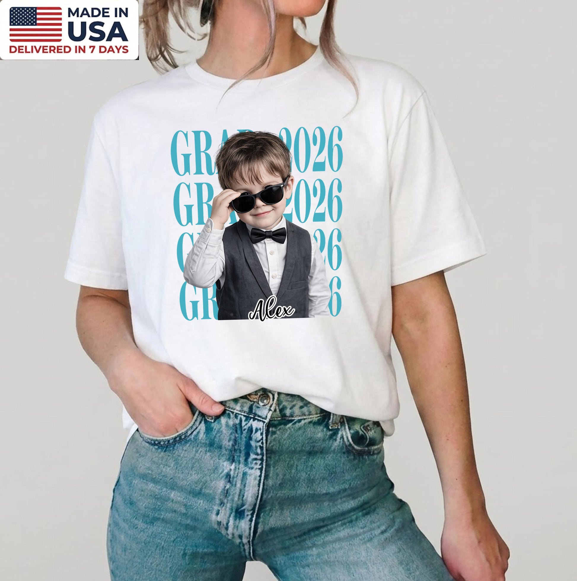Personalized Graduation Shirt 2026 Custom Photo Shirt, Class of 2026 Kids Tee, Graduation Gift for Son, Kindergarten Preschool Grad Shirt