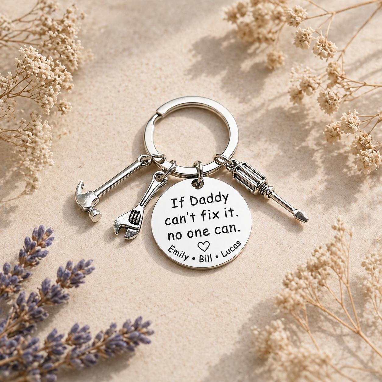 Personalized Dad Keychain If Dad Can't Fix It No One Can, Custom Name Gift For Father, Tool Keyring Fathers Day Gift From Kids