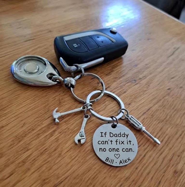 Personalized Dad Keychain If Dad Can't Fix It No One Can, Custom Name Gift For Father, Tool Keyring Fathers Day Gift From Kids