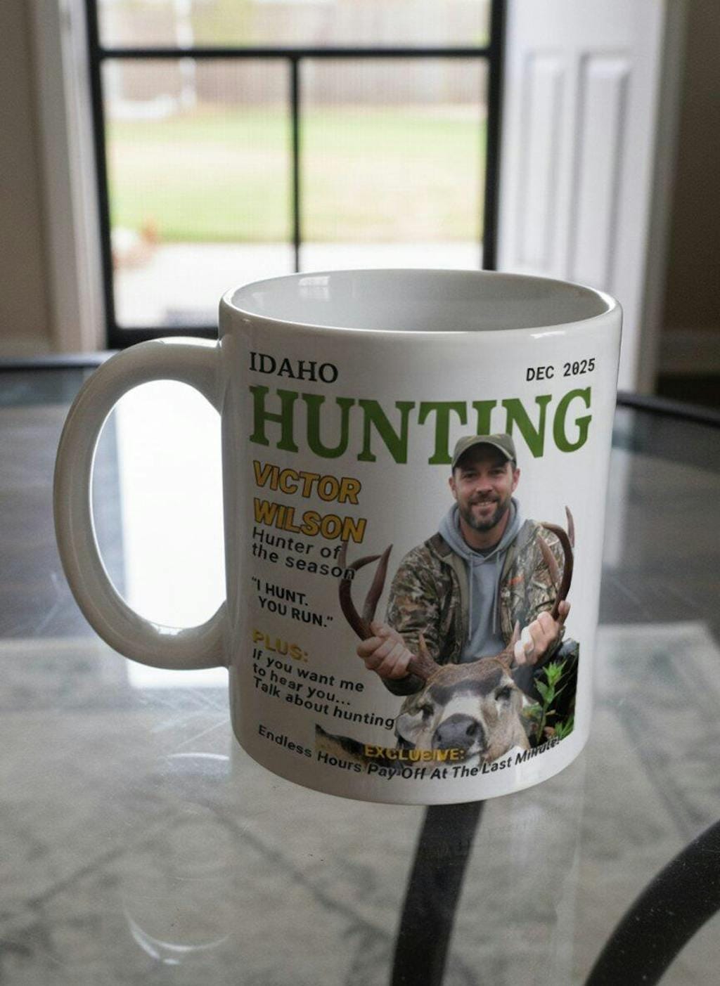 Personalized Hunting Mug Gift for Dad, Custom Photo Hunter Mug, Deer Hunting Gift, Fathers Day Gift, Birthday Gift for Hunter
