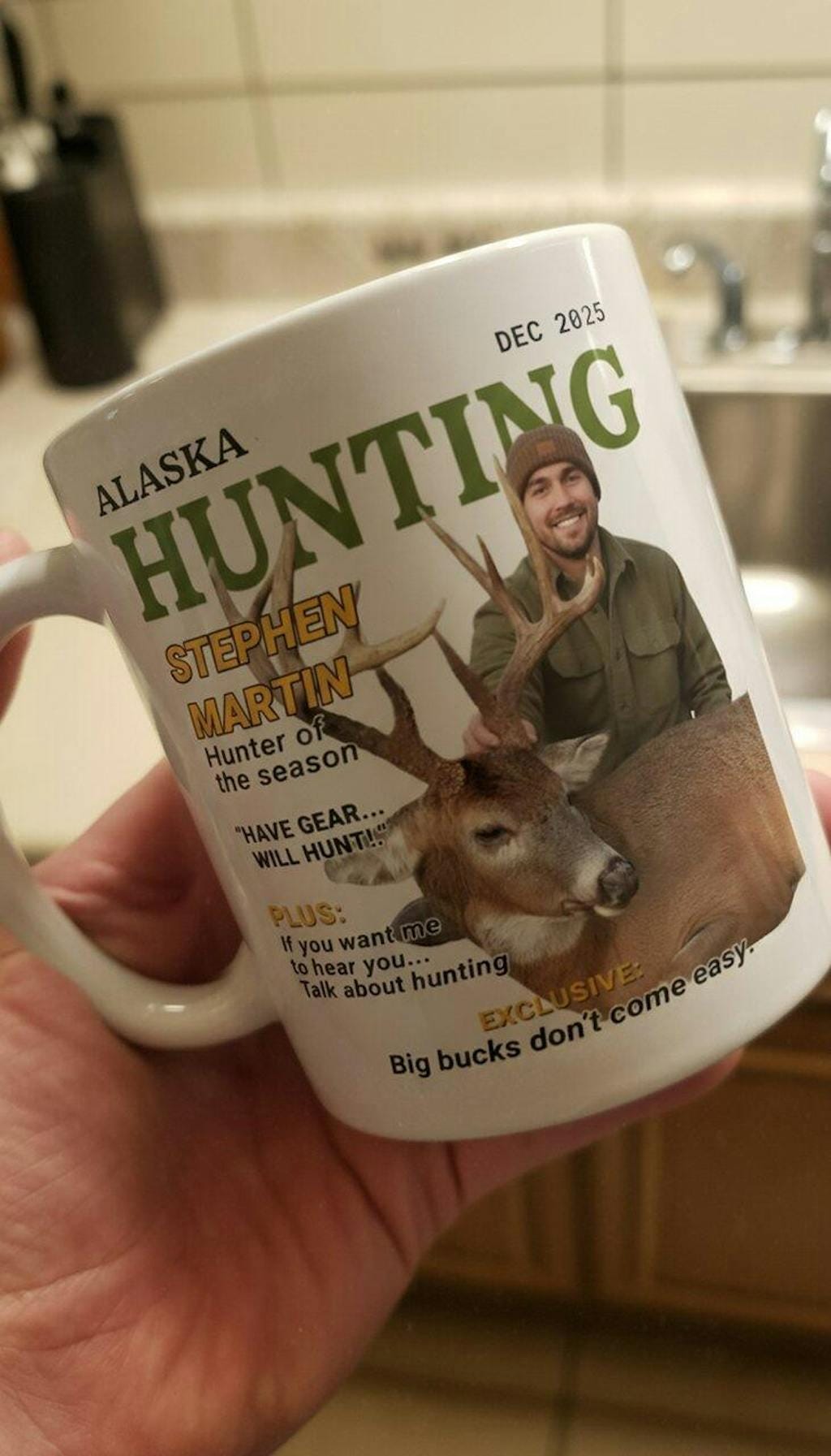 Personalized Hunting Mug Gift for Dad, Custom Photo Hunter Mug, Deer Hunting Gift, Fathers Day Gift, Birthday Gift for Hunter