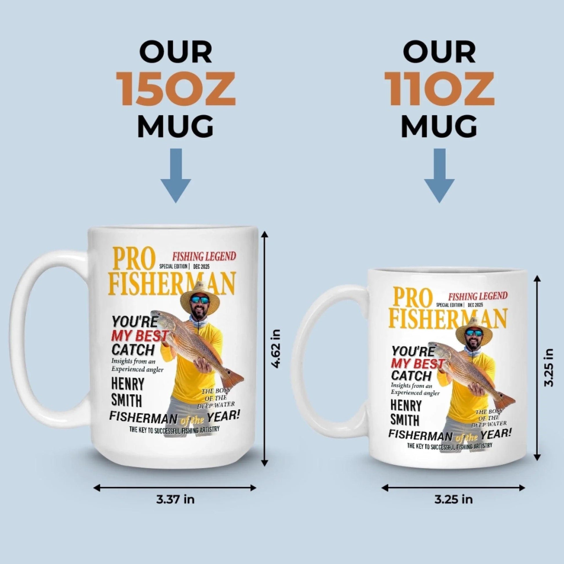 Personalized Fishing Mug Gift for Dad, Custom Photo Fisherman Mug, Fathers Day Fishing Gift, Birthday Gift for Fisherman
