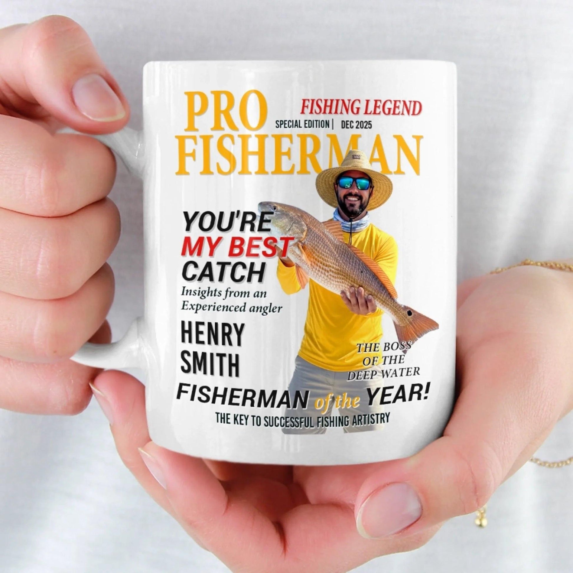 Personalized Fishing Mug Gift for Dad, Custom Photo Fisherman Mug, Fathers Day Fishing Gift, Birthday Gift for Fisherman