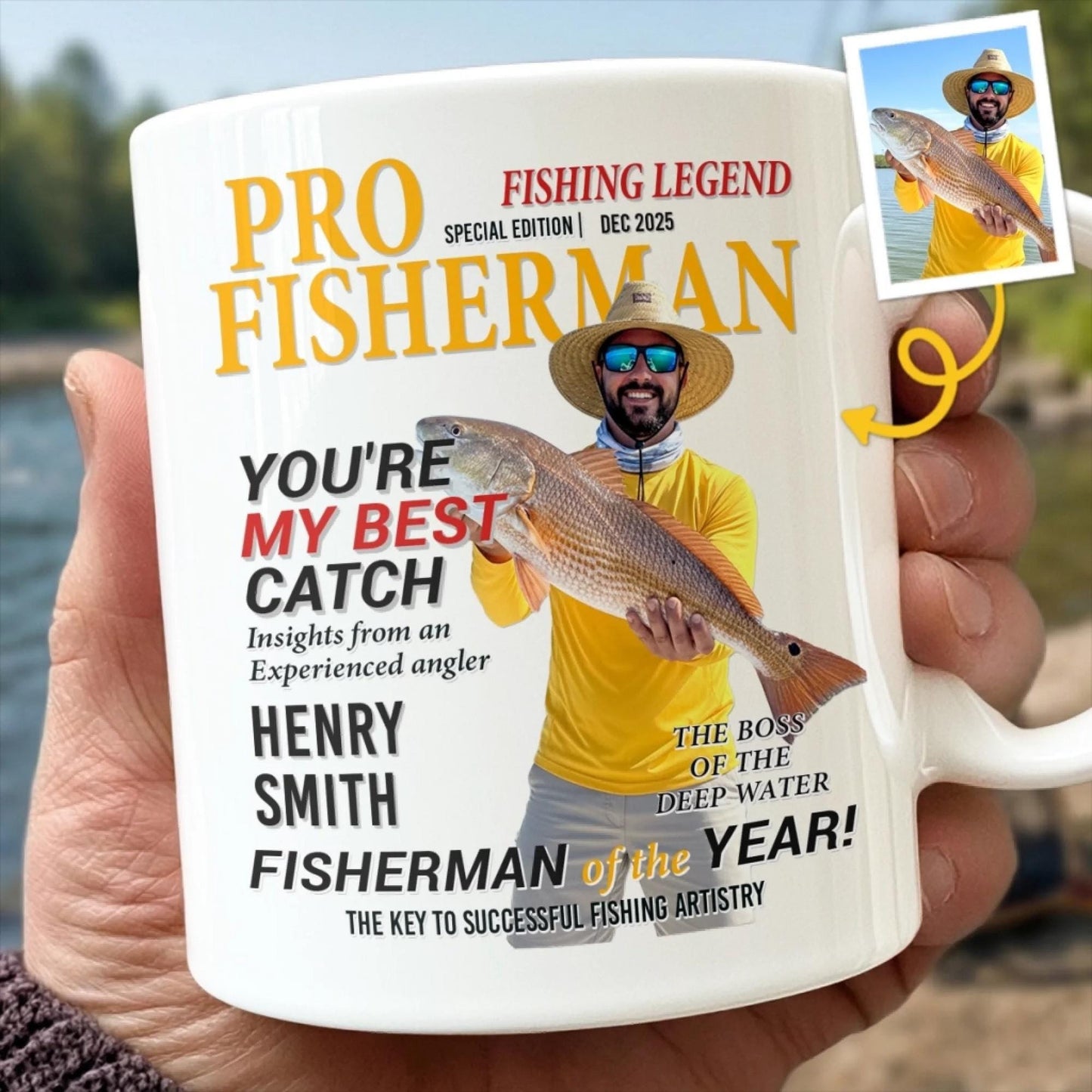 Personalized Fishing Mug Gift for Dad, Custom Photo Fisherman Mug, Fathers Day Fishing Gift, Birthday Gift for Fisherman
