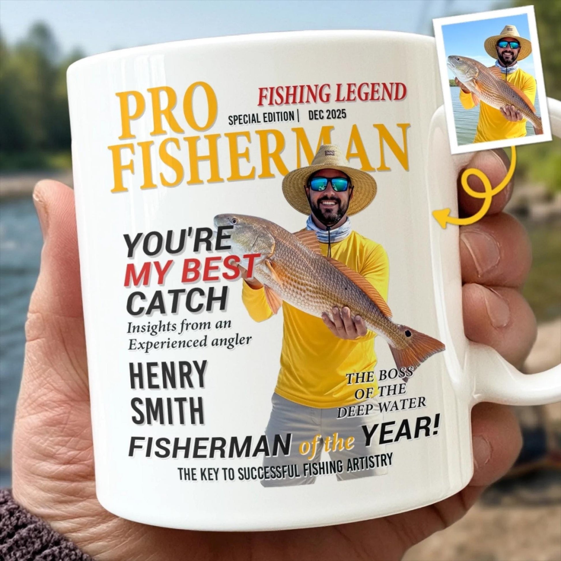 Personalized Fishing Mug Gift for Dad, Custom Photo Fisherman Mug, Fathers Day Fishing Gift, Birthday Gift for Fisherman