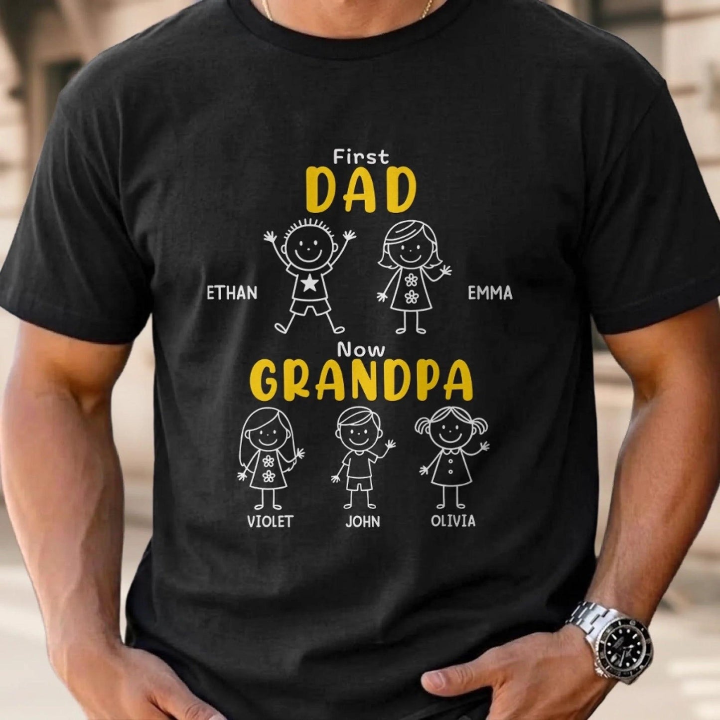 Personalized Grandpa Shirt with Kids Names, First Dad Now Grandpa Hoodie, Fathers Day Gift for Grandpa, Birthday Gift from Grandkids