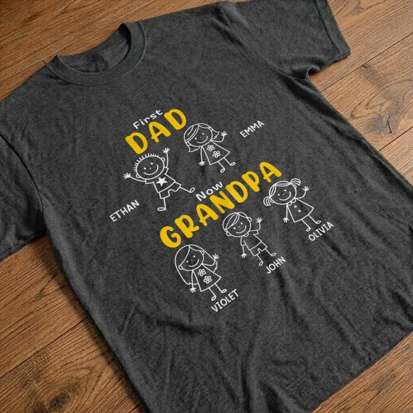 Personalized Grandpa Shirt with Kids Names, First Dad Now Grandpa Hoodie, Fathers Day Gift for Grandpa, Birthday Gift from Grandkids